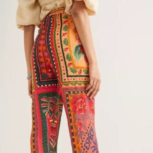 Anthropologie Farm Rio Printed Linen High Waist Jogger Pants SP - Picture 3 of 13